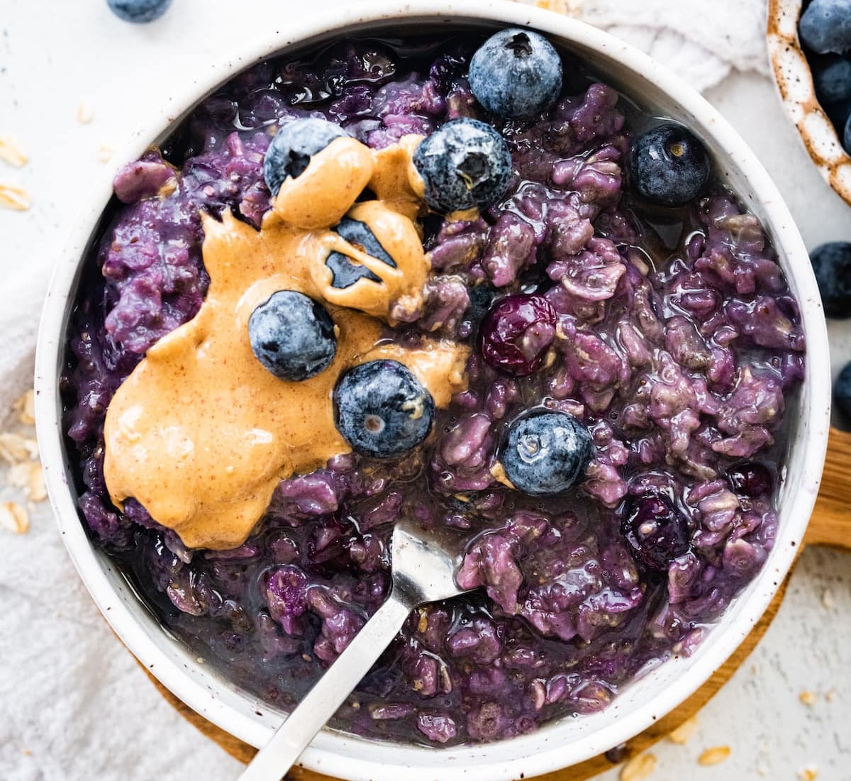 High Protein Cinnamon Blueberry Oatmeal